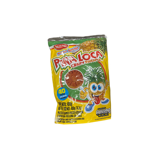 Alteno Piña Loca Hard Candy Lollipops 40ct