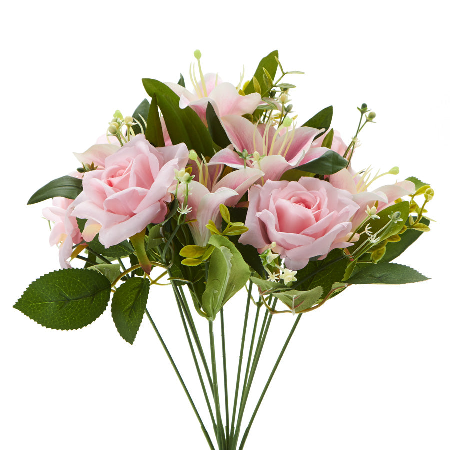 Artificial Rose & Lily Bouquet 25-0340WH