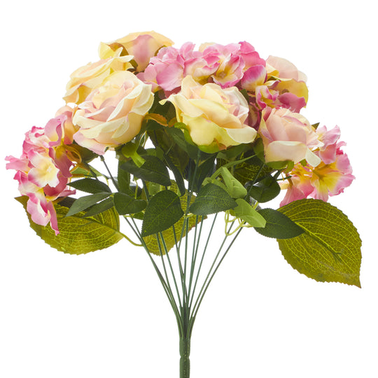 Artificial Rose & Hydrangea Bouquet 25-0431IVPK