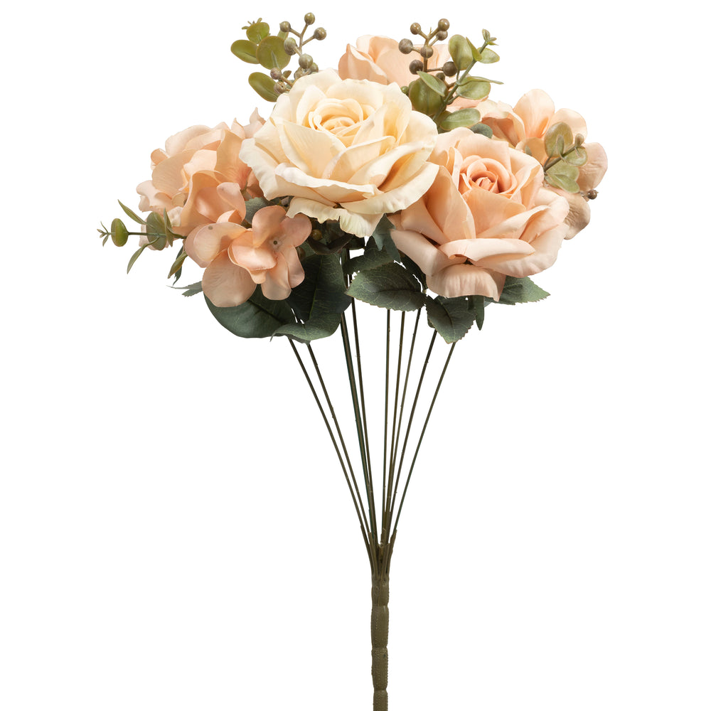 10 Head Antique Rose and Hydrangea Bush 18” 25-0835BHIV